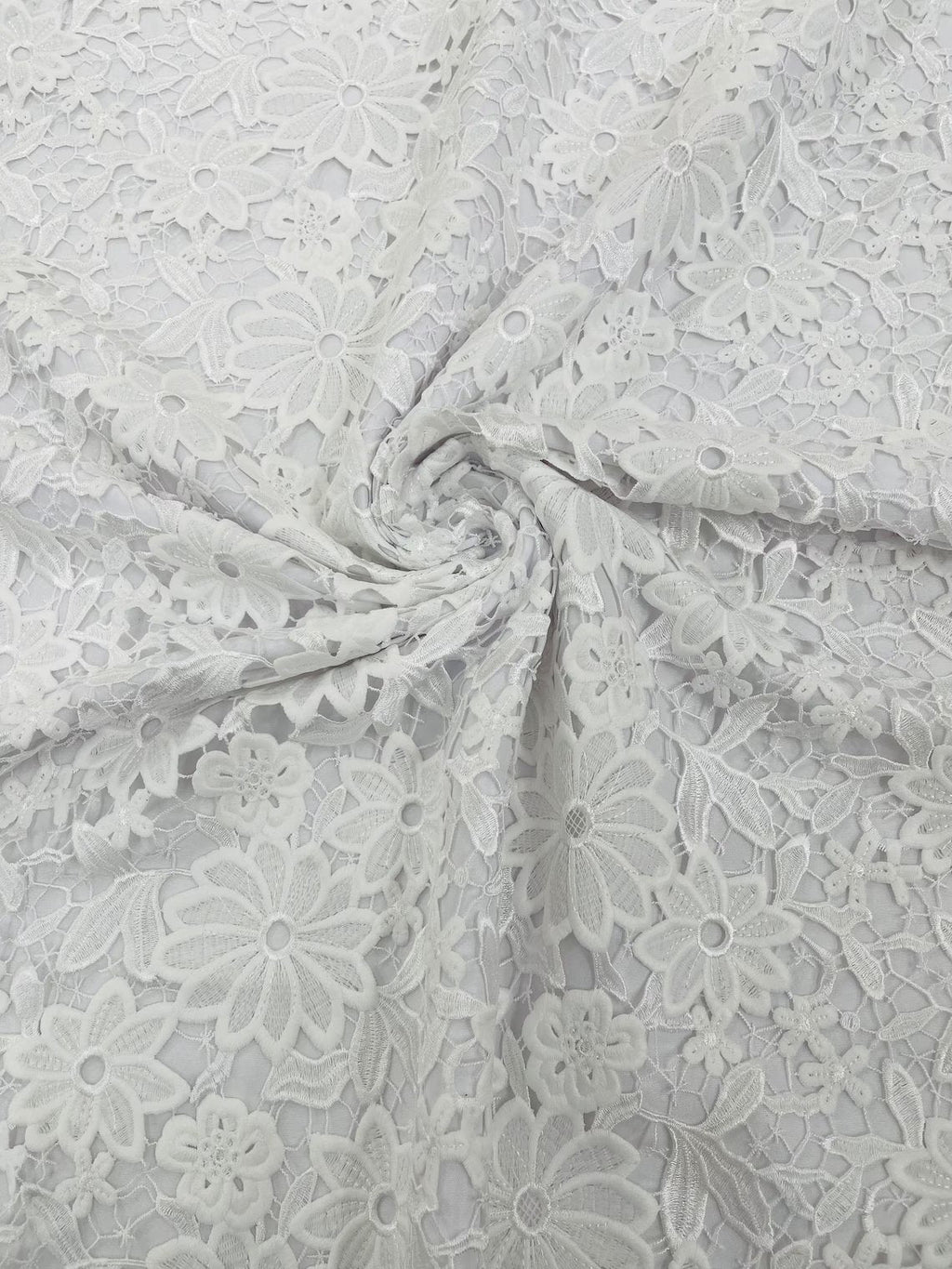 Guipure Lace Design Fabric - Off-White - Solid Floral Lace Fabric by Yard