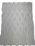 Beaded Flower Cluster Fabric -  Off-White - Embroidered Beaded Fancy Border Floral Fabric Sold By Yard