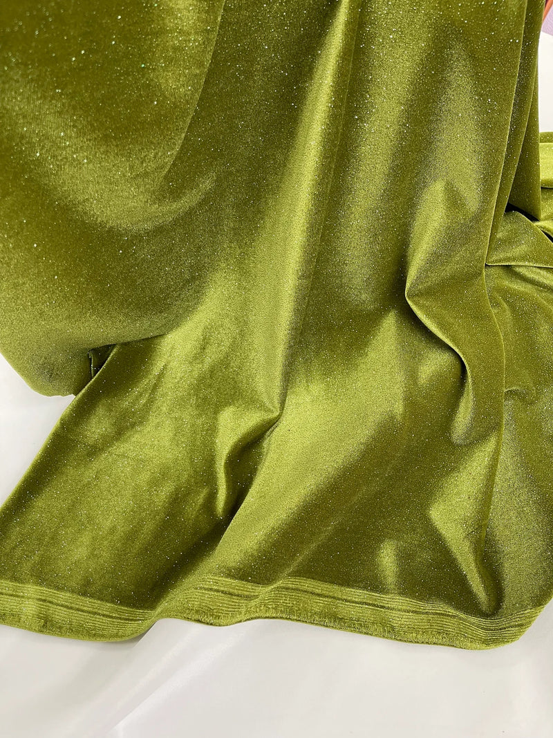 Glitter Stretch Velvet Fabric - 58/60 Stretch Shimmer Glitter Velvet