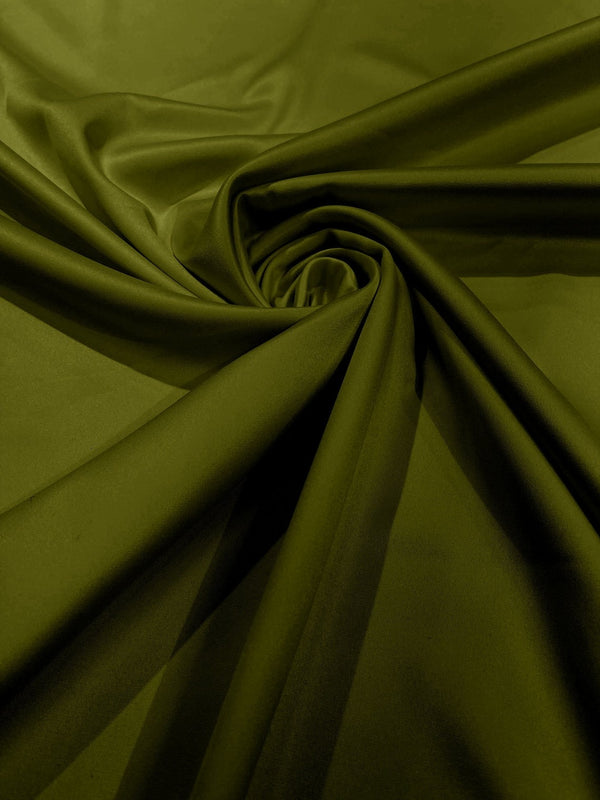 58/59" Satin Stretch Fabric Matte L'Amour - Olive Green - Stretch Matte Satin Fabric Sold By Yard