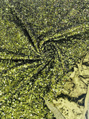 Stretch Velvet Sequins Fabric - Olive Green - Velvet Sequins 2 Way Stretch 58/60” By Yard