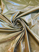 Latex Shiny Vinyl - Olive Green - 4 Way Stretch Milliskin Vinyl Spandex Latex Fabric Sold by Yard