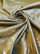Latex Shiny Vinyl - Olive Green - 4 Way Stretch Milliskin Vinyl Spandex Latex Fabric Sold by Yard