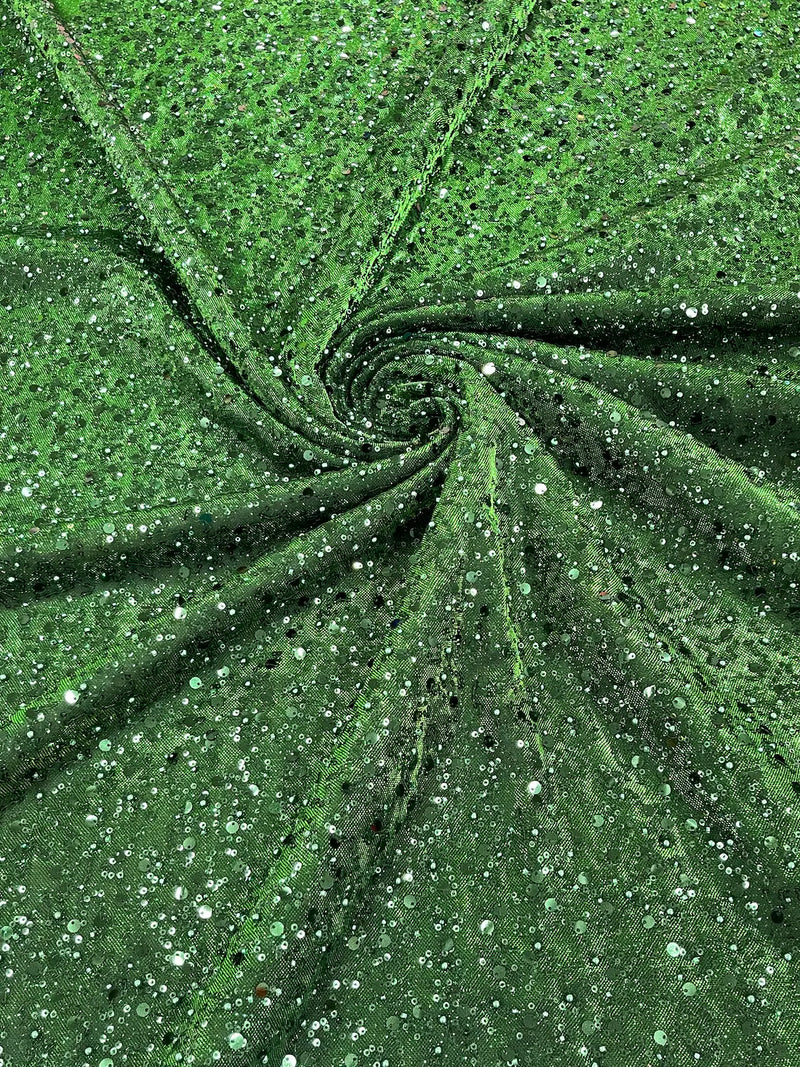 Shimmer Glitter Bead Fabric - Olive Green - Sparkle Stretch Sequins Bead Shiny Glitter Fabric By Yard