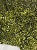 Stretch Velvet Sequins Fabric - Olive Green - Velvet Sequins 2 Way Stretch 58/60” By Yard