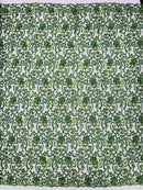 Embroidery Floral Bead Fabric - Olive Green - Bridal Embroidery Beaded Floral  Fabric Sold by Yard
