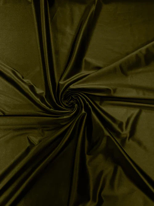 60" Heavy Shiny Satin Fabric - Olive Green - Stretch Shiny Satin Fabric Sold By Yard