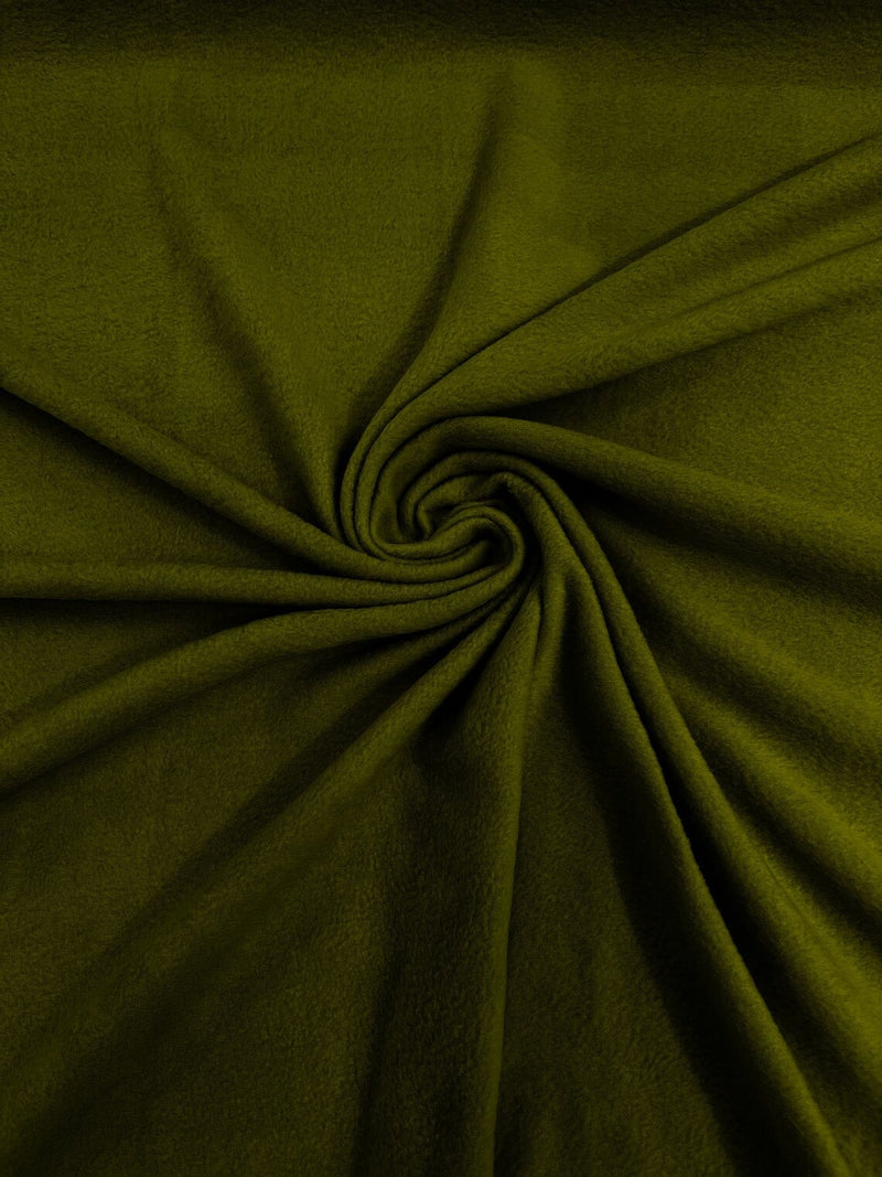 58" Soft Solid Polar Fleece Fabric - Olive Green - Anti-Pill Soft Polar Fleece Fabric Sold by Yard