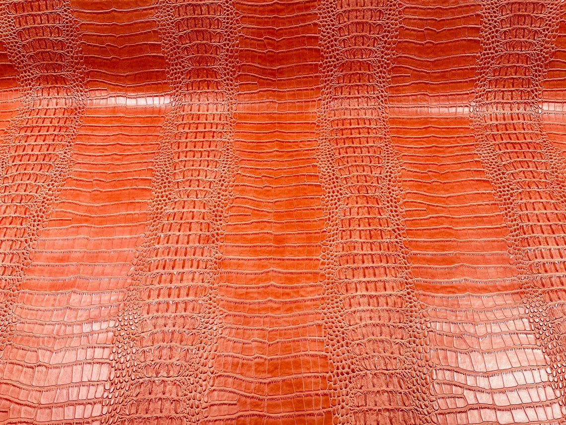 Crocodile Faux Leather Vinyl - 3D Scales Vinyl Crocodile Fabric - Different Colors - Sold By Yard
