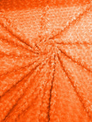58" Minky Swirl Rose Fabric - Orange - Soft Rosebud Plush Fur Fabric Sold By The Yard