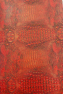 Alligator Faux Leather Vinyl - Orange / Gold - Fabric 3D Scales Design Vinyl Alligator By Yard