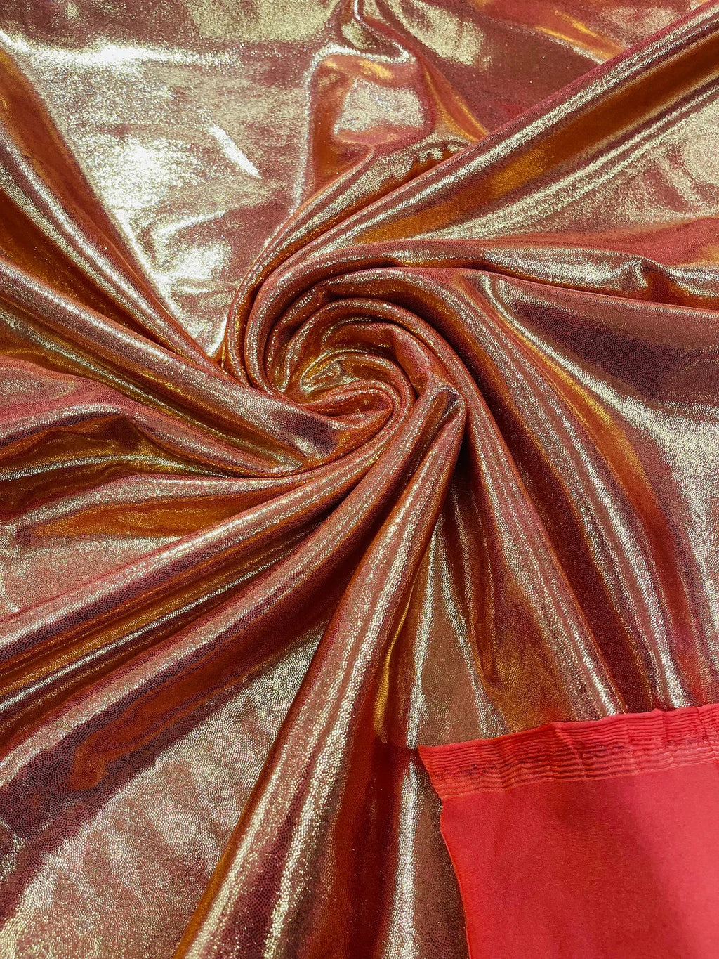 Foil Metallic Spandex Fabric - Orange / Gold - Shiny Metallic Foil Spandex Fabric by Yard
