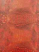 Alligator Faux Leather Vinyl - Orange / Gold - Fabric 3D Scales Design Vinyl Alligator By Yard
