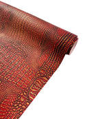 Alligator Faux Leather Vinyl - Orange / Gold - Fabric 3D Scales Design Vinyl Alligator By Yard