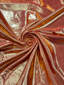 Foil Metallic Spandex Fabric - Orange / Gold - Shiny Metallic Foil Spandex Fabric by Yard