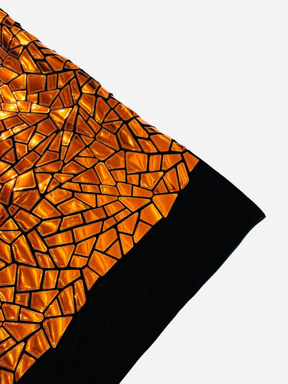 Mirror Sequins Velvet Fabric - Orange - Large Shiny Mirror Cut Sequins By Yard