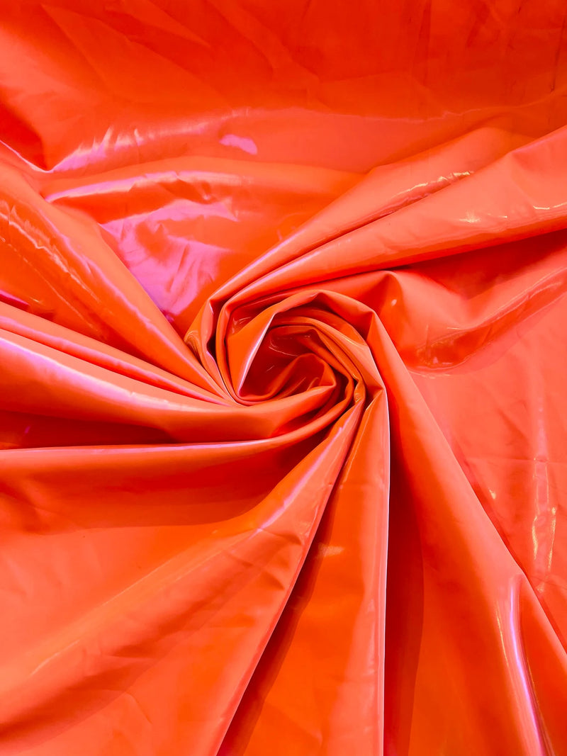 Latex Shiny Vinyl - Orange - 4 Way Stretch Milliskin Vinyl Spandex Latex Fabric Sold by Yard