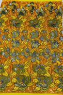 Orchid Design Sequins - Orange - 4 Way Stretch Full Sequins Floral Design Mesh Fabric By Yard