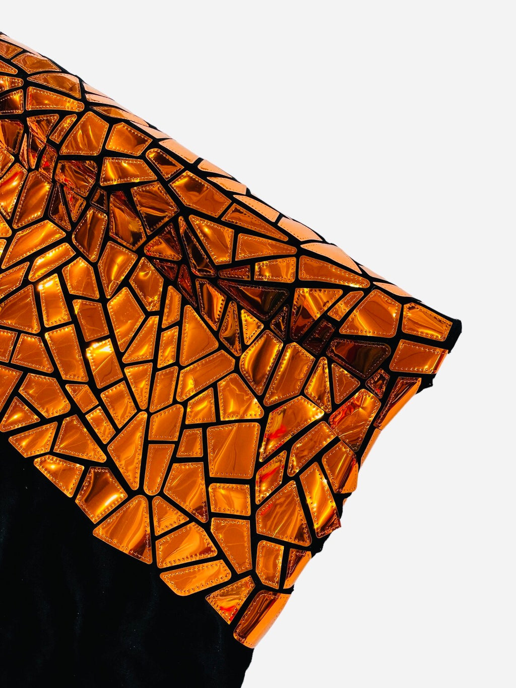 Mirror Sequins Velvet Fabric - Orange - Large Shiny Mirror Cut Sequins By Yard