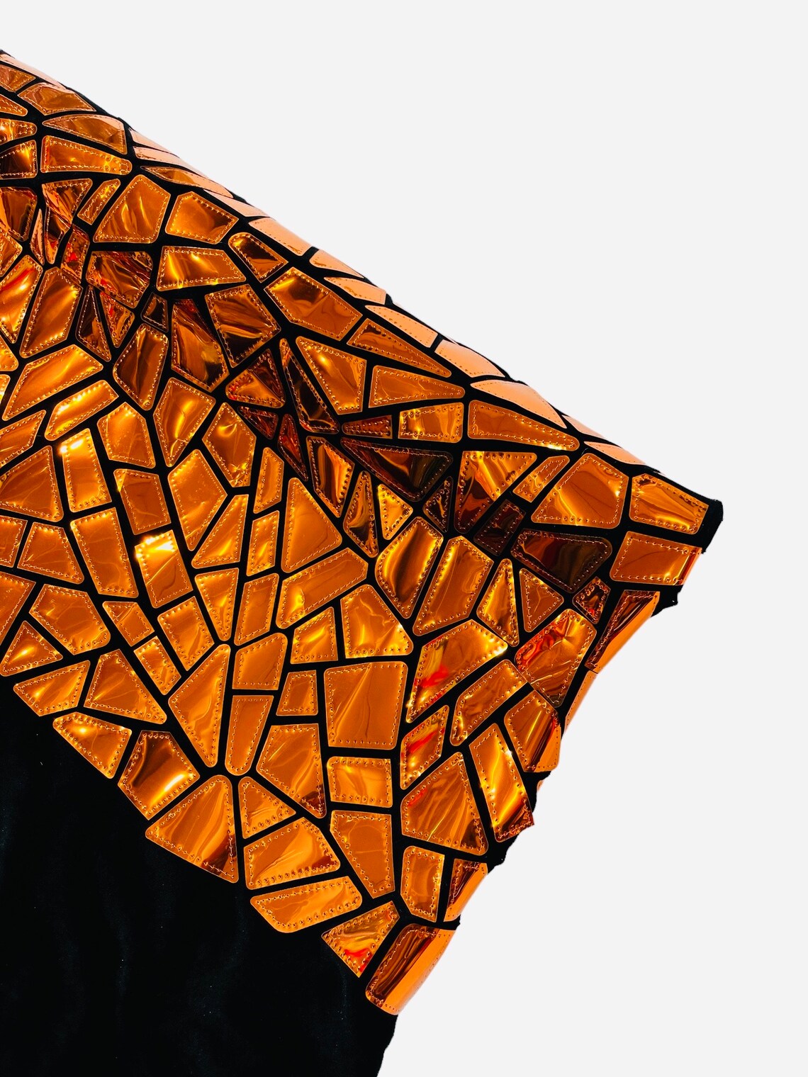 Mirror Sequins Velvet Fabric - Orange - Large Shiny Mirror Cut Sequins By Yard