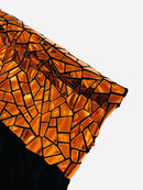 Mirror Sequins Velvet Fabric - Orange - Large Shiny Mirror Cut Sequins By Yard