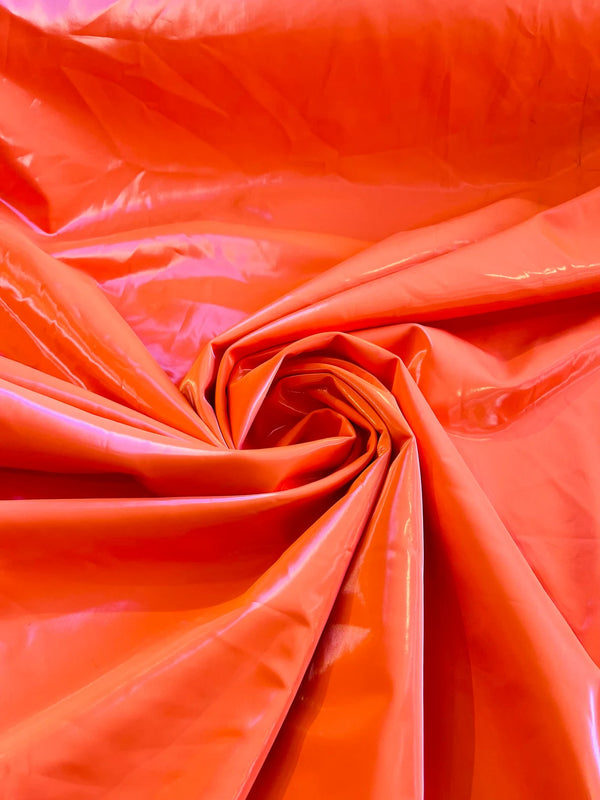 Latex Shiny Vinyl - Orange - 4 Way Stretch Milliskin Vinyl Spandex Latex Fabric Sold by Yard