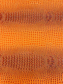 Gator Embossed Vinyl Leather Fabric - Orange - Faux Gator Skin Vinyl Fabric Sold By Yard