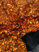 Mirror Sequins Velvet Fabric - Orange - Large Shiny Mirror Cut Sequins By Yard
