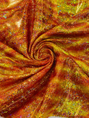 Tiger Design Spandex Fabric - Orange - 58/60" Animal Print Mystique 4 Way Stretch Fabric By Yard