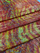 Tiger Design Spandex Fabric - Orange - 58/60" Animal Print Mystique 4 Way Stretch Fabric By Yard