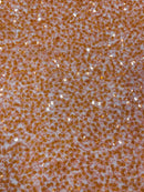 2 1/2 Pearl Sequins Bead Fabric - Orange - Small Beads and Sequins Embroidered on Lace