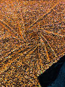 Stretch Velvet Sequins Fabric - Orange Iridescent - Velvet Sequins 2 Way Stretch 58/60” By Yard
