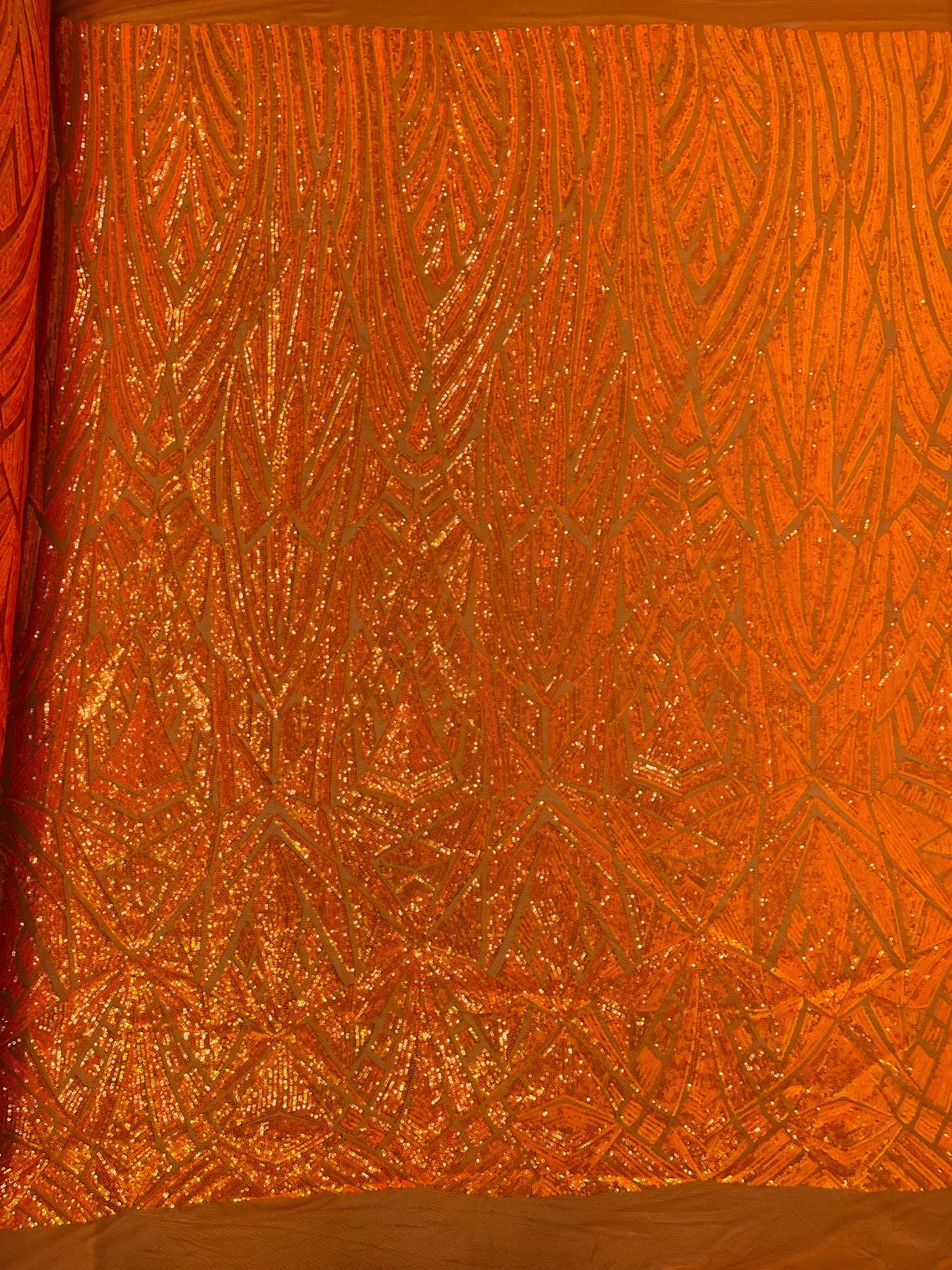 Geometric Fabric - Geometric Sequins Pattern Design 4 Way Stretch - 25 Yard Roll