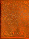 Geometric Pattern Sequins - Orange - 4 Way Stretch Colorful Shine Designer Sequins By Yard