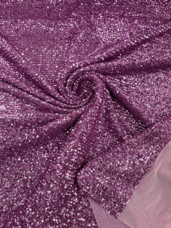 Mille Striped Stretch Sequins - Orchid - 4 Way Stretch Spandex Sequins Striped Fabric By The Yard