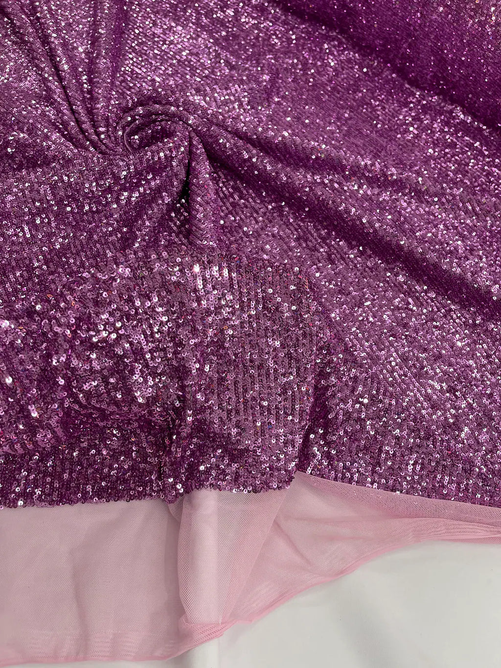Mille Striped Stretch Sequins - Orchid - 4 Way Stretch Spandex Sequins Striped Fabric By The Yard