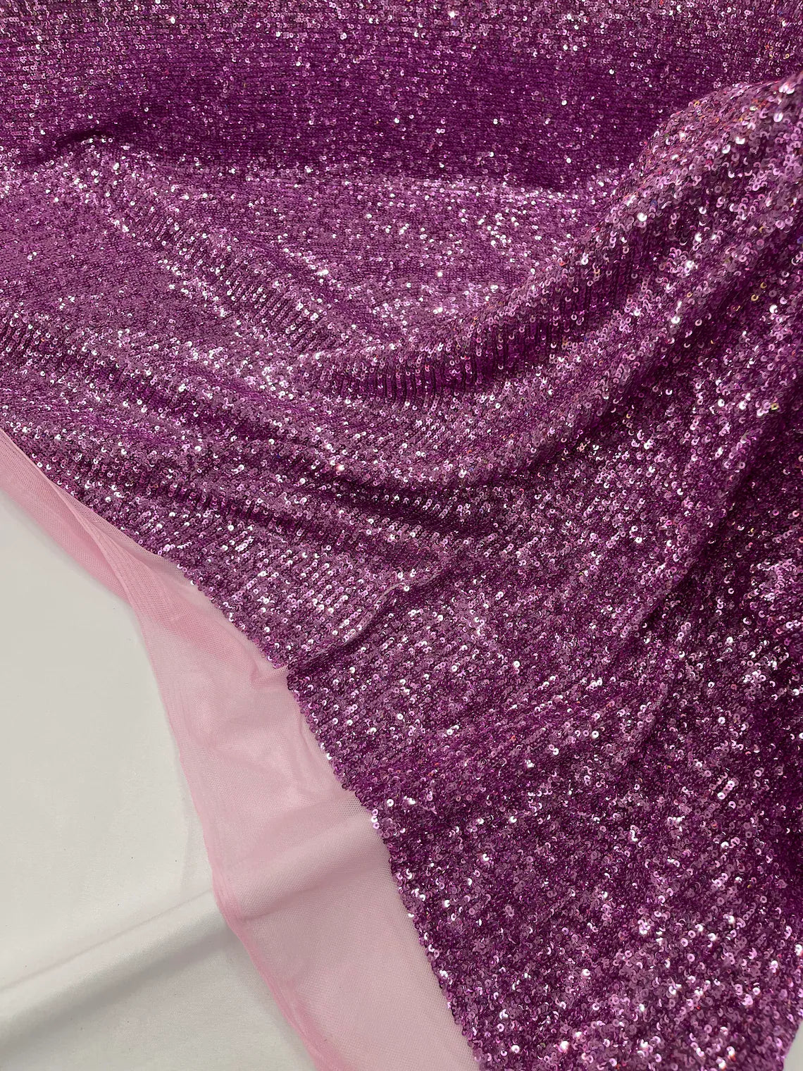 Mille Striped Stretch Sequins - Orchid - 4 Way Stretch Spandex Sequins Striped Fabric By The Yard