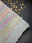 3D Butterfly Design Lace - Pastel Rainbow - Embroidered Lace with 3D Butterfly Design By Yard