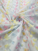 3D Butterfly Design Lace - Pastel Rainbow - Embroidered Lace with 3D Butterfly Design By Yard