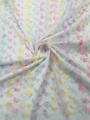 3D Butterfly Design Lace - Pastel Rainbow - Embroidered Lace with 3D Butterfly Design By Yard