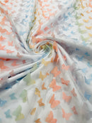 3D Butterfly Design Lace - Pastel Multi-Color - Embroidered Lace with 3D Butterfly Design By Yard
