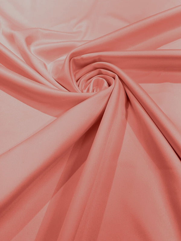 58/59" Satin Stretch Fabric Matte L'Amour - Peach - Stretch Matte Satin Fabric Sold By Yard