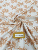 Embroidered Corded Lace Fabric - Peach - Cluster Fancy Flower Embroidered Lace Fabric By Yard