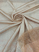 Fish Net Spandex Rhinestone Fabric - Solid Spandex Fish Net Rhinestones Fabric Sold by Yard