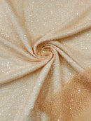 Pearl Sequins Bead Fabric - Peach - Small Beads and Sequins Embroidered on Lace By Yard