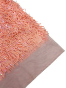 Sword Large Shiny Sequins - Peach - Hanging Iridescent Sequins On Lace Fabric By Yard