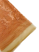 Damask on Net Lace Fabric - Peach - Embroidered Lace Mesh Damask Design Fabric by Yard