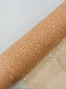 Pearl Sequins Bead Fabric - Peach - Small Beads and Sequins Embroidered on Lace By Yard