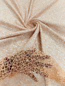 Cast Net Sequins Fabric - Peach - Embroidery Fish Net Design Sequins Lace Fabric By Yard