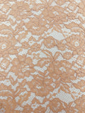 Corded Lace Fabric - Peach - Embroidered Flower Design Lace Fabric Sold By Yard